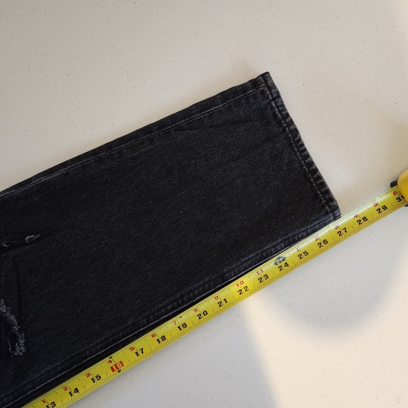 Aritzia Denim Forum Joni High Rise Loose Straight Leg Jeans Black Button Fly 25 - Picture 12 of 16